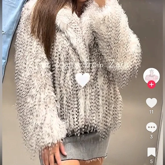 ZARA SHORT FAUX FUR COAT - Picture 5 of 16